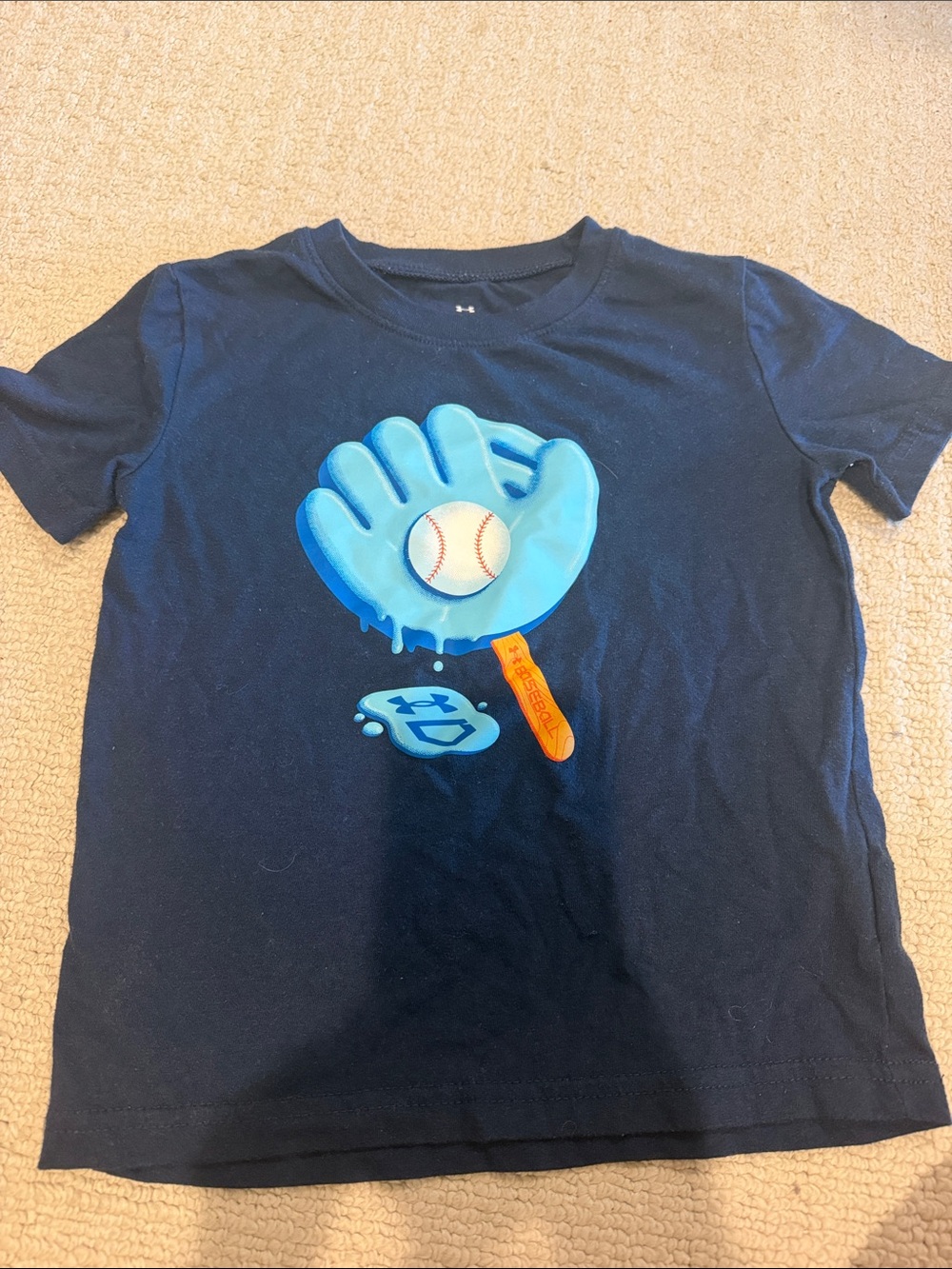 Under Armour Navy Tee with Blue Baseball Glove and Orange Accents
